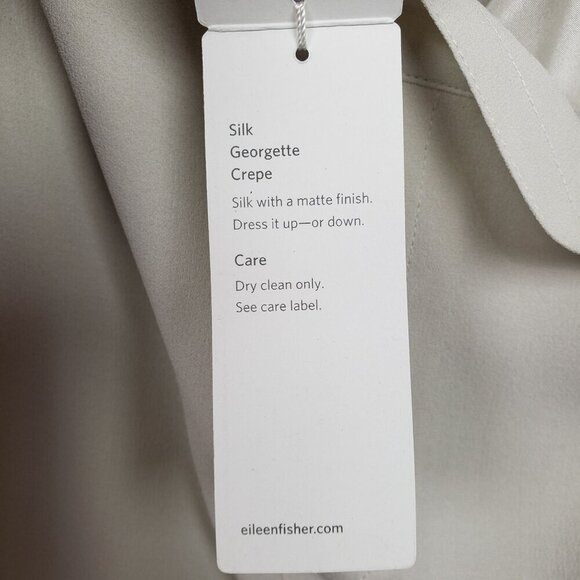 Eileen Fisher Silk Georgette Crepe Pants Womens 2X Bone Lined Tapered Drawstring - Picture 9 of 10